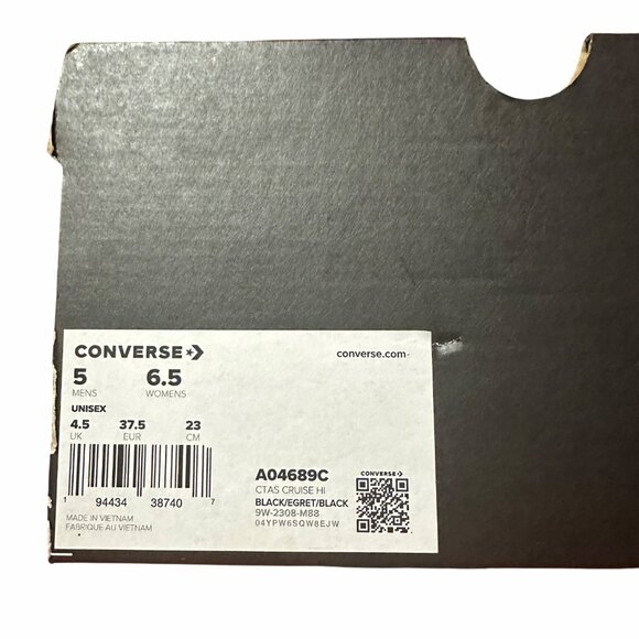 Converse Chuck Taylor All Star Cruise HI 5 Men Unisex Casual Shoes Black A04689C - Picture 7 of 10